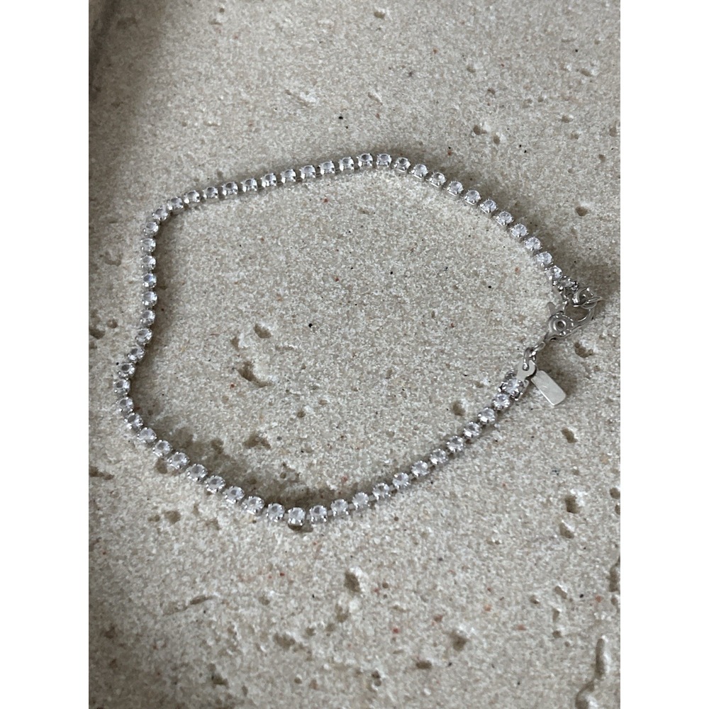 Vintage Monet Rhinestone Tennis Bracelet In Silver Tone Dainty Elegant Classic